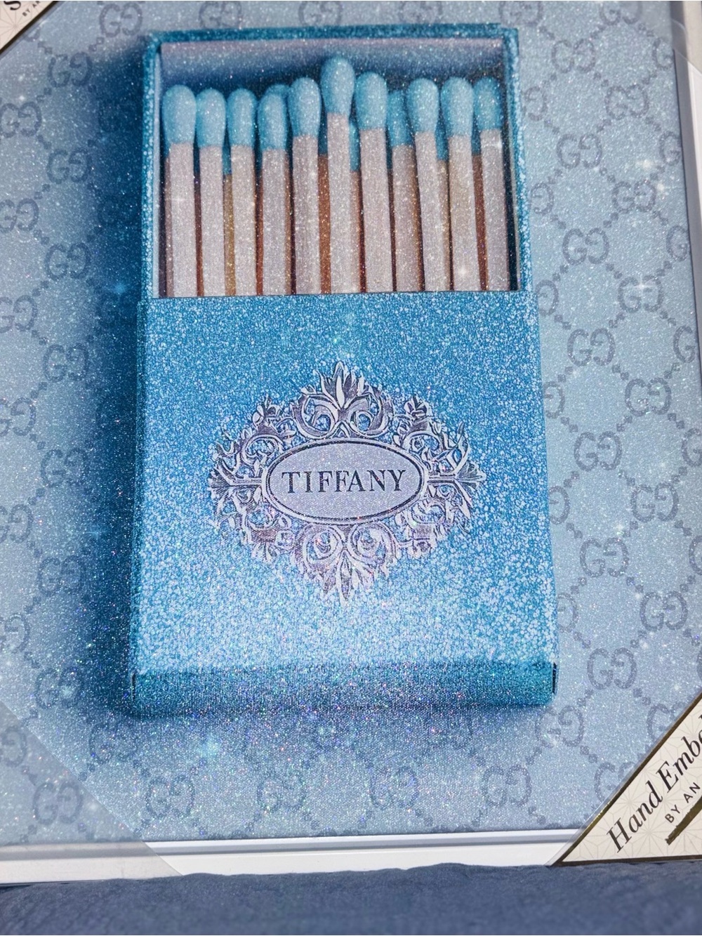 Tiffany Blue Decorative Matchbook - Glitter Finish